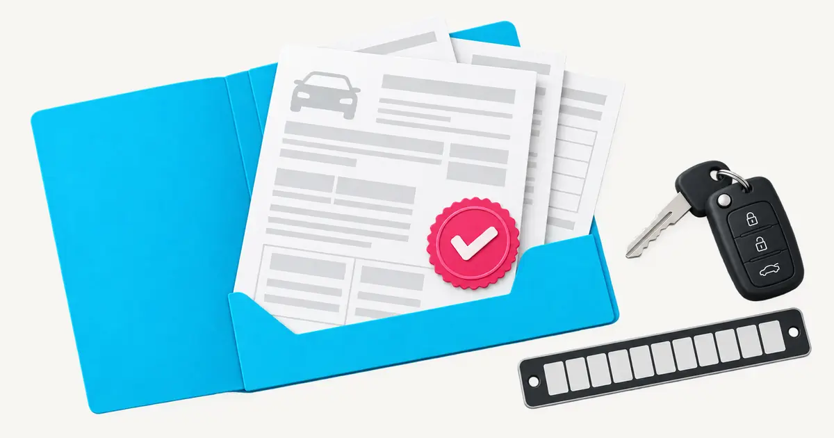 Des documents d’entretien et des factures examinés avant l’achat d’une voiture d’occasion.