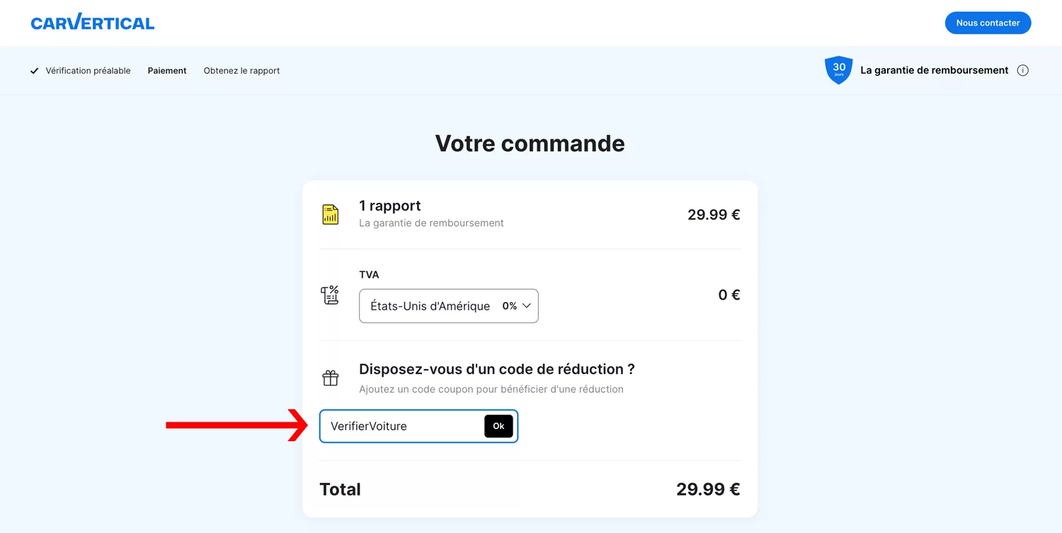 Comment utiliser votre code de réduction carVertical